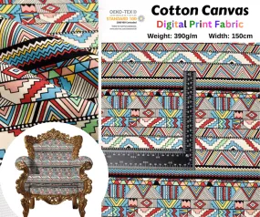 100% Cotton Half Panama Printed Fabric / Canvas printed Fabric / Ethnic Missoni  Digital Print  Fabric