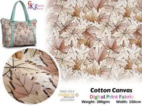 100% Cotton Half Panama Printed Fabric / Canvas printed Fabric / Maple Leaf Digital Print  Fabric