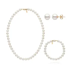 16 Inch 3 Piece 7.5-8.0 mm White Freshadama Freshwater Pearl Set