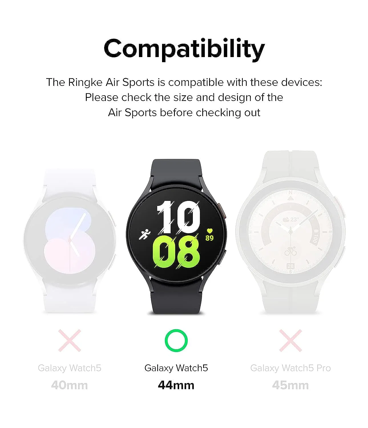 Air Sports Compatible with Samsung Galaxy Watch 5 44mm Case - Matte Clear