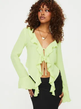 Astred Ruffle Long Sleeve Top Green