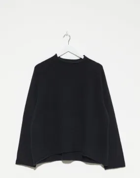 Black Wool & Silk Eclipse Pullover