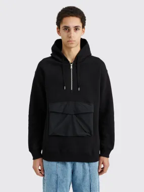 Comme des Garons Homme Ripstop Panel Hoodie Black