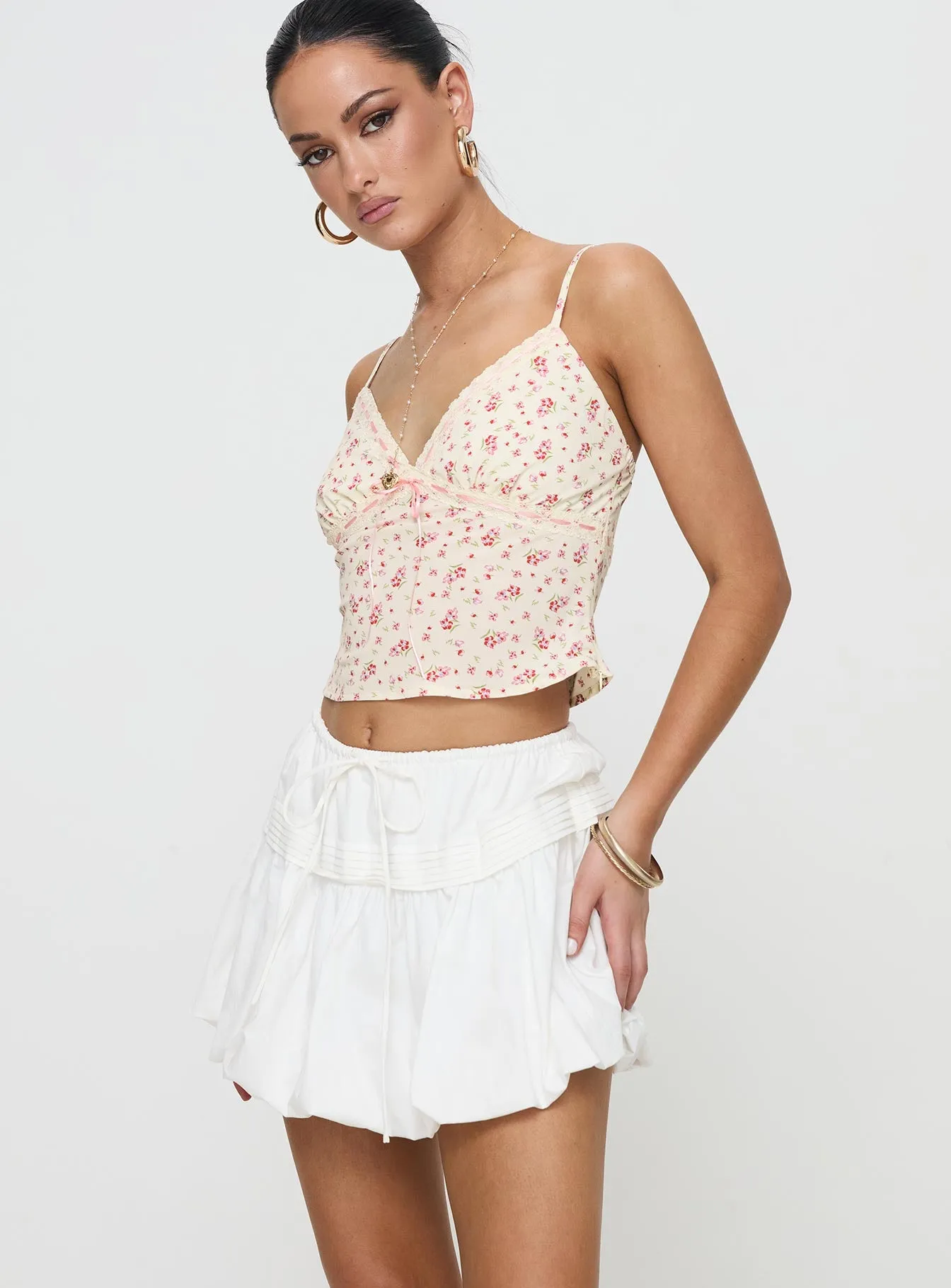 Dear London Bubble Hem Mini Skirt White