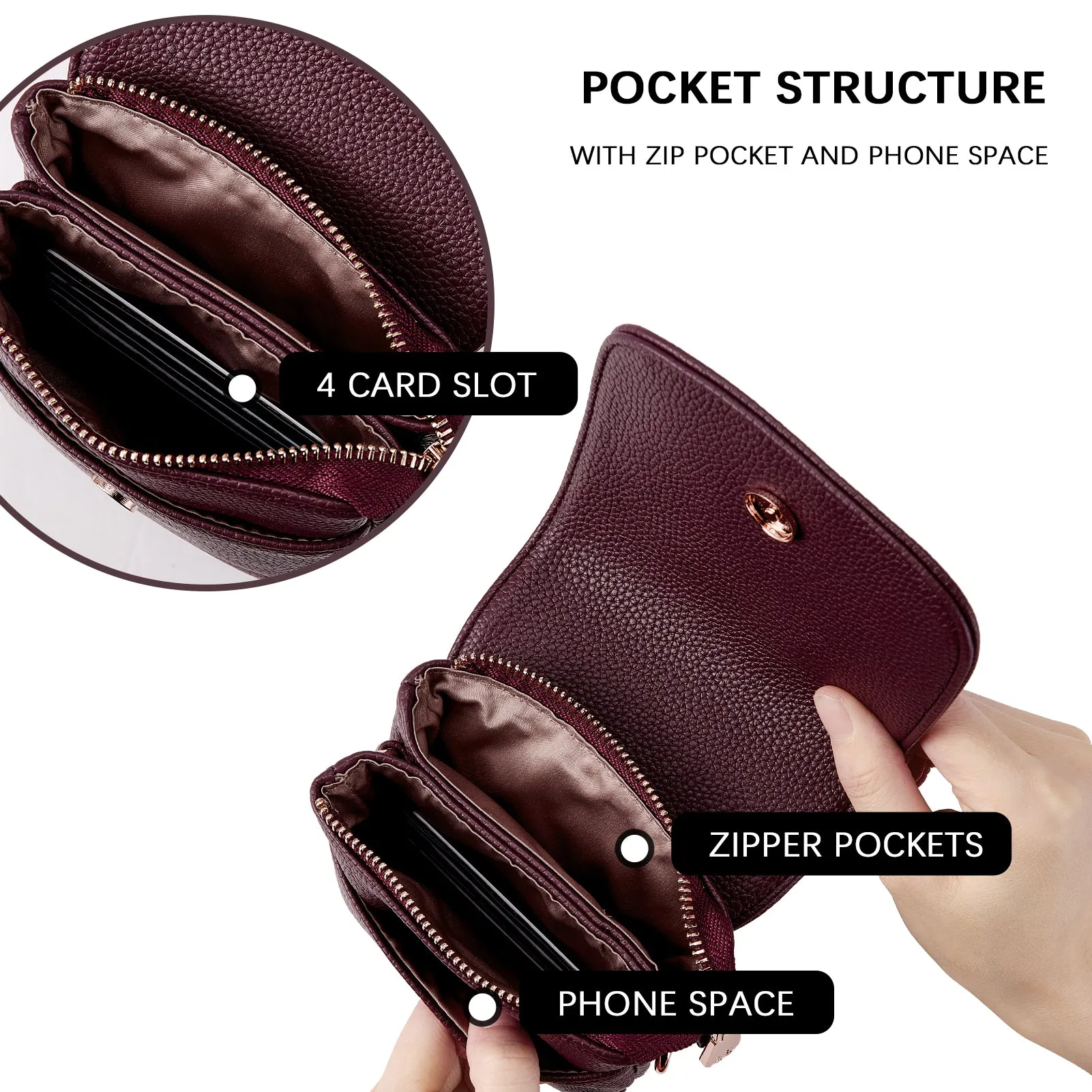 Evelyn Leather Crossbody Phone Wallet For Women —— Boudoir Style