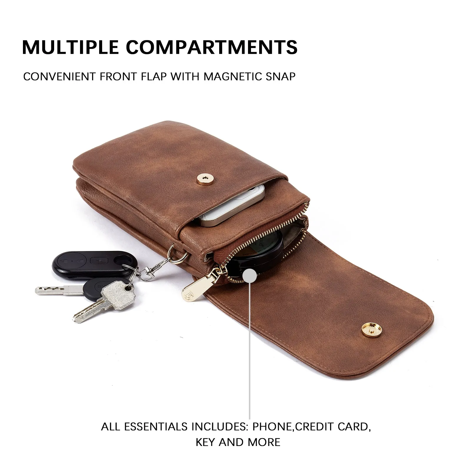 Evelyn Leather Crossbody Phone Wallet For Women —— Boudoir Style