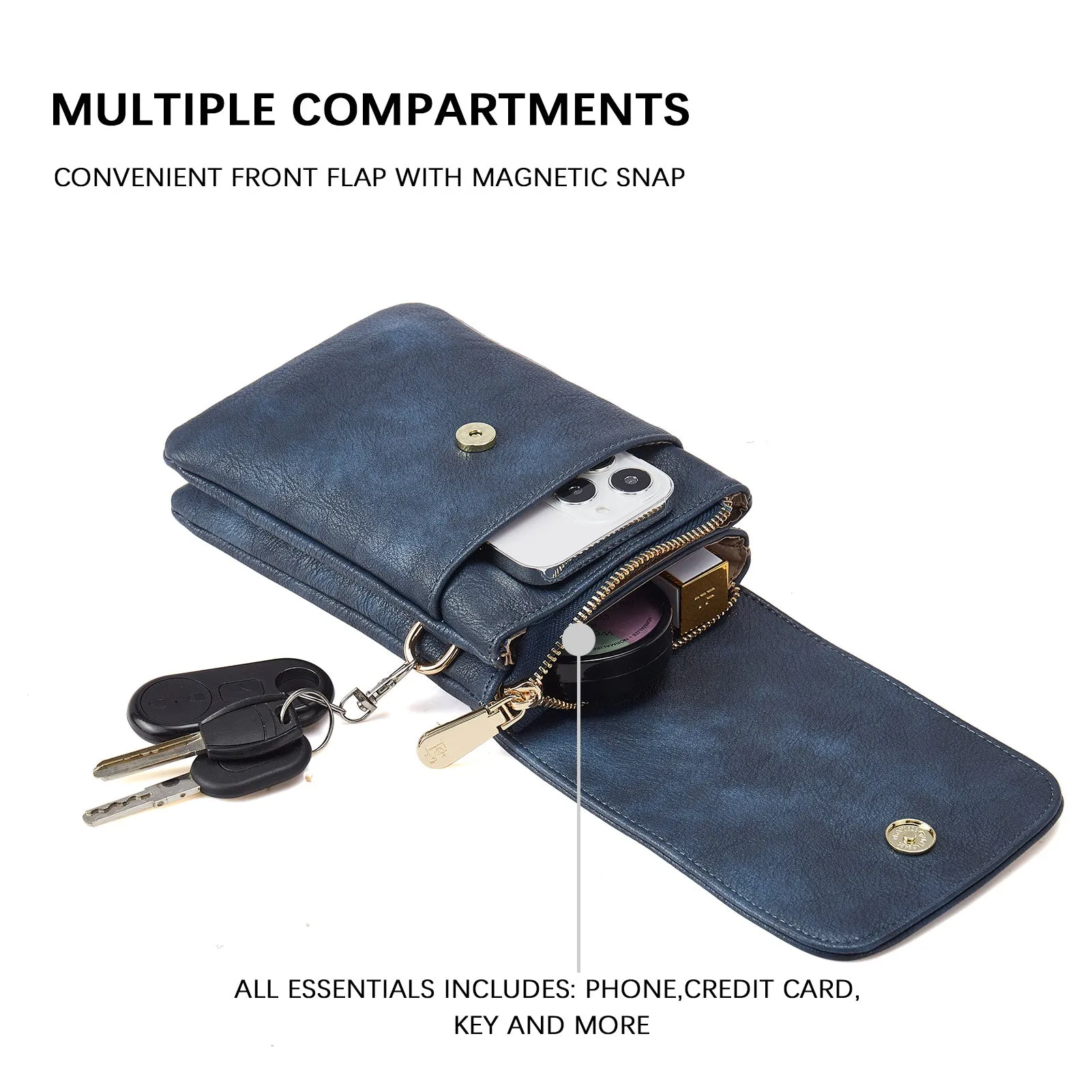 Evelyn Leather Crossbody Phone Wallet For Women —— Boudoir Style