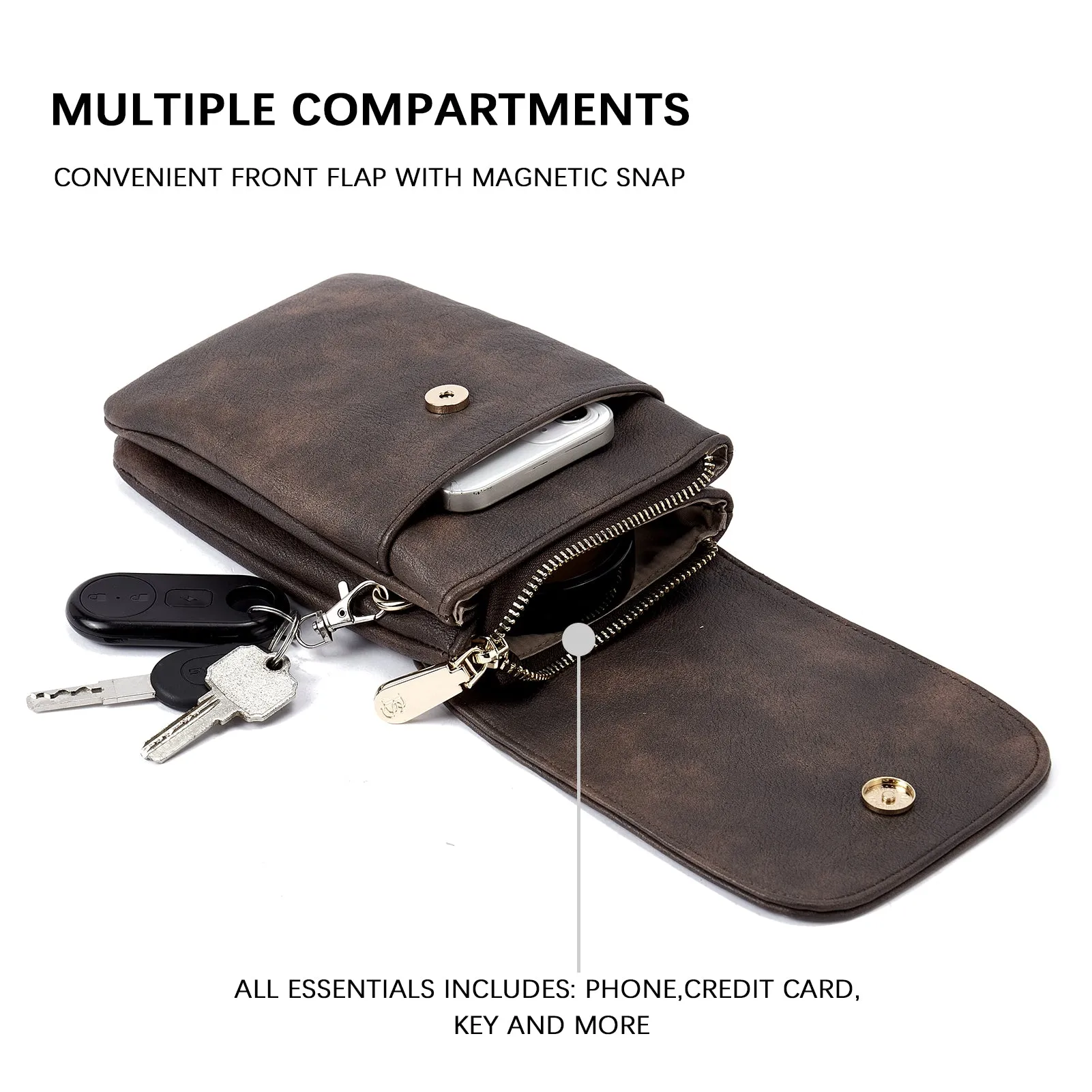 Evelyn Leather Crossbody Phone Wallet For Women —— Boudoir Style