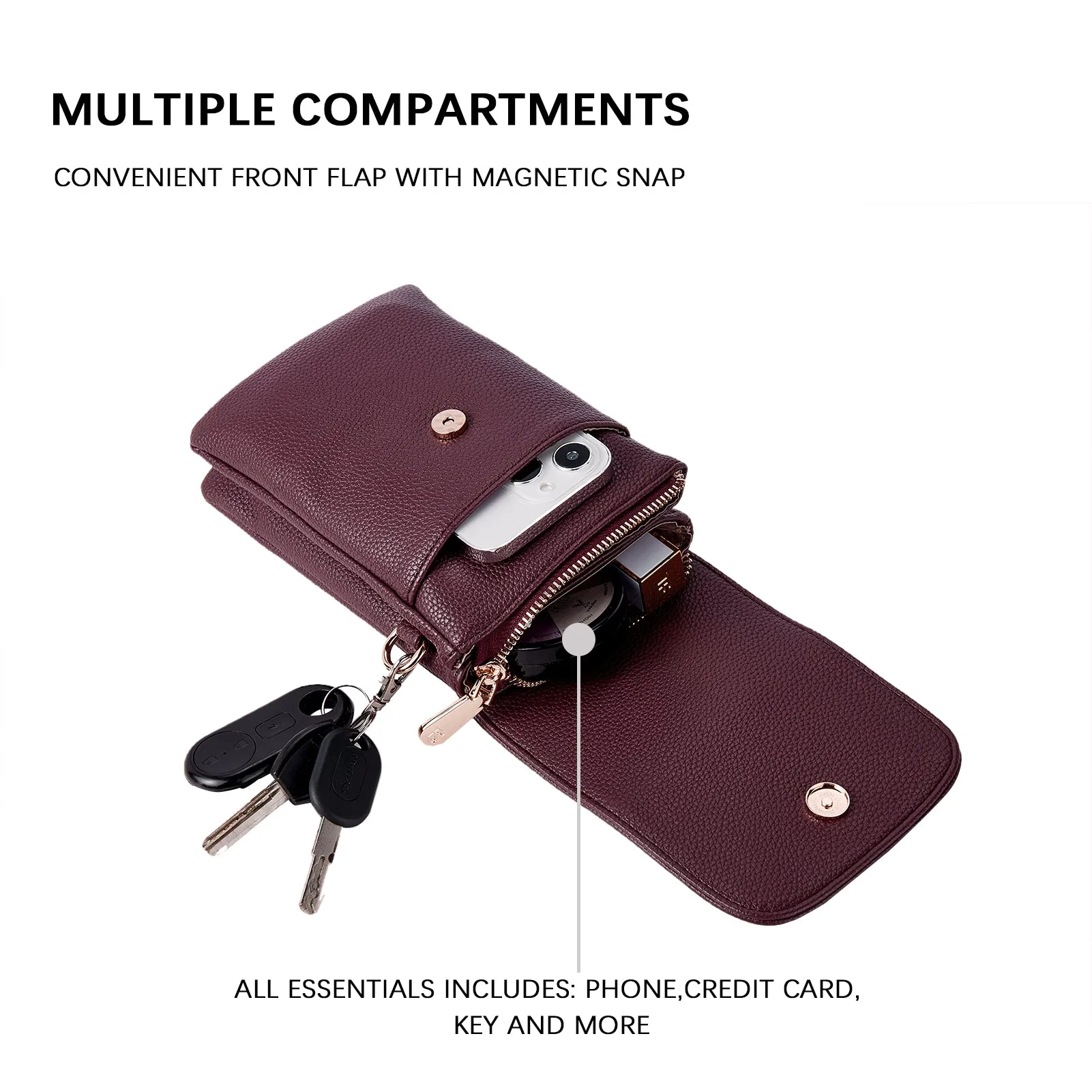 Evelyn Leather Crossbody Phone Wallet For Women —— Boudoir Style