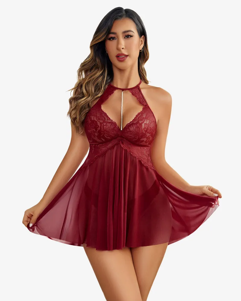 Halter Nightwear Mesh Babydoll