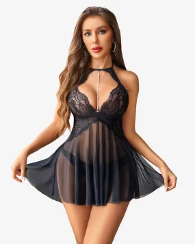 Halter Nightwear Mesh Babydoll