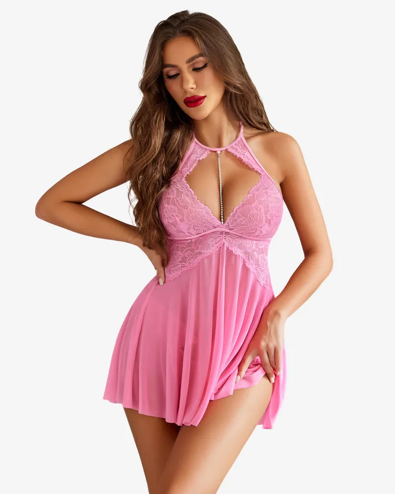 Halter Nightwear Mesh Babydoll