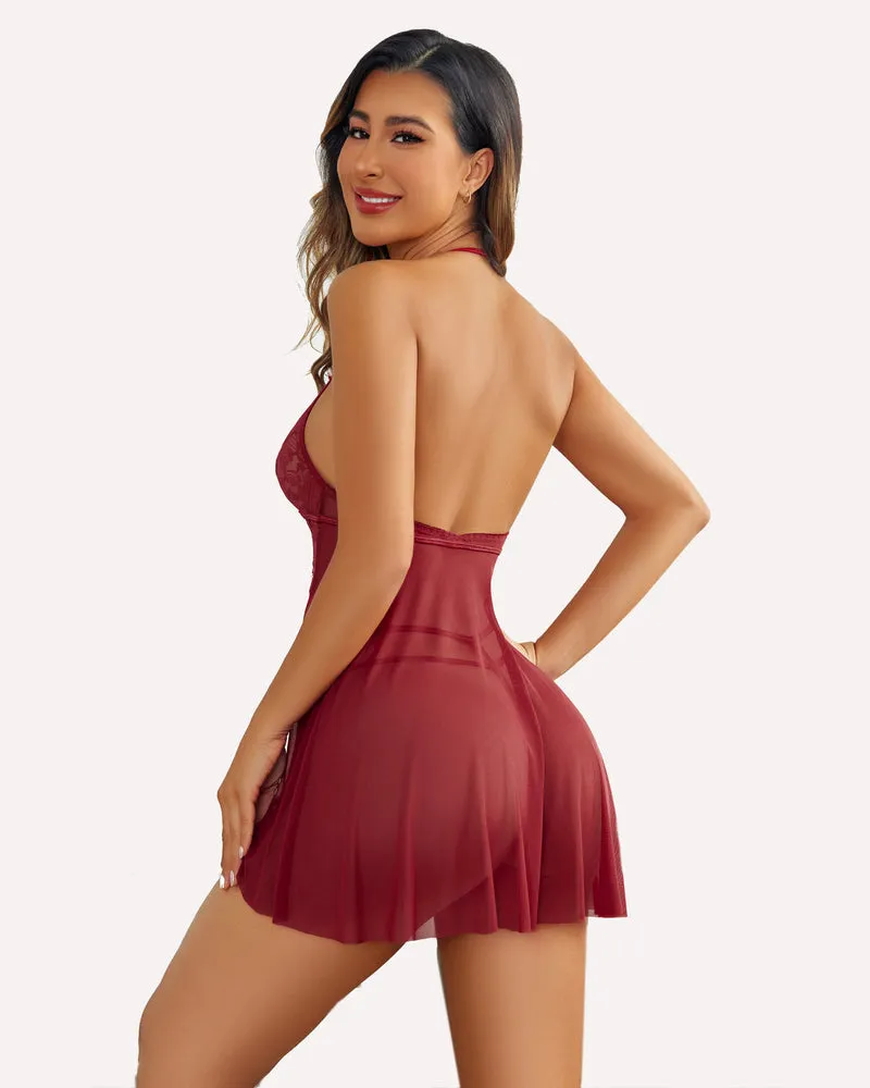 Halter Nightwear Mesh Babydoll