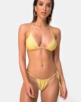 Mone Bikini Top in Golden Glitter