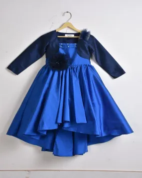 Navyblue Net tail Dress with Navy shrug