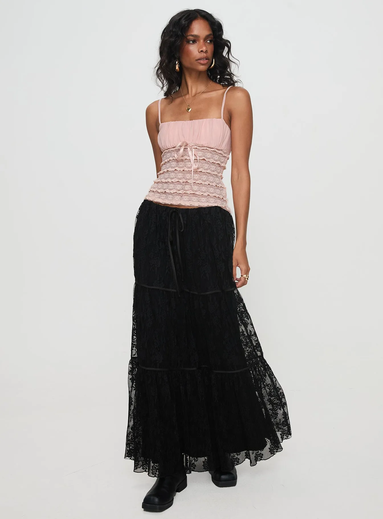 Oh Plisse Maxi Skirt Black