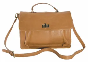 Pietro NYC Tan Lamb Leather Crossbody Messenger Bag