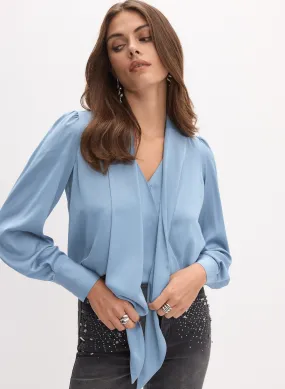 Satin Tie-Neck Blouse