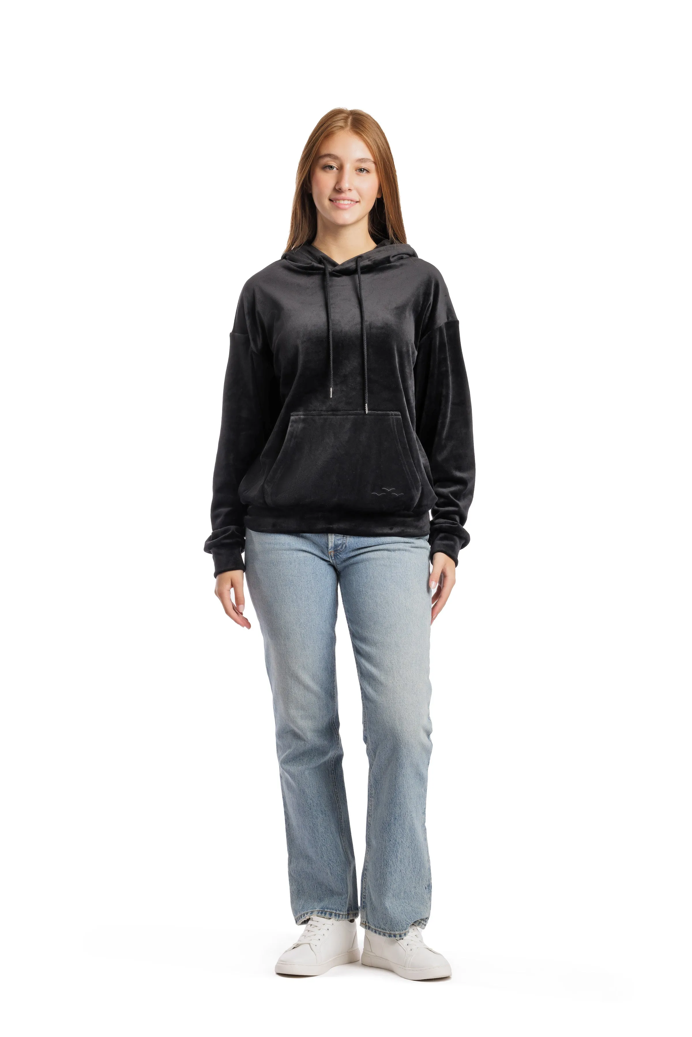 Women’s Chlo double-face velour hoodie in black