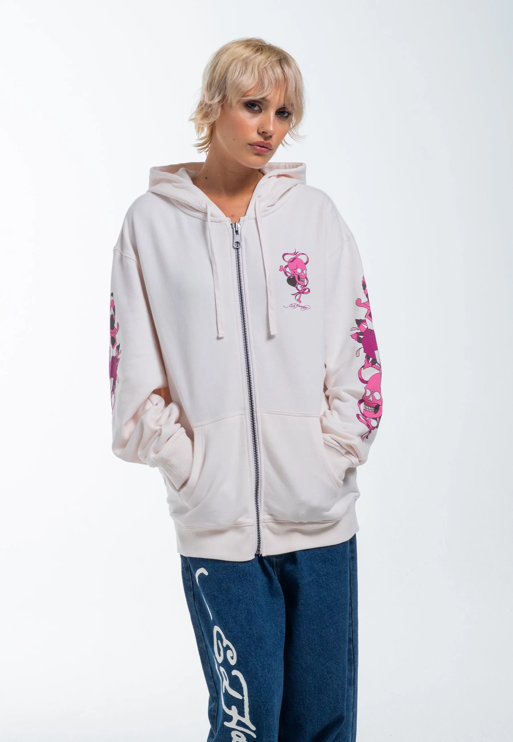 Womens Love Wrapped Zip Through Hoodie - Pink